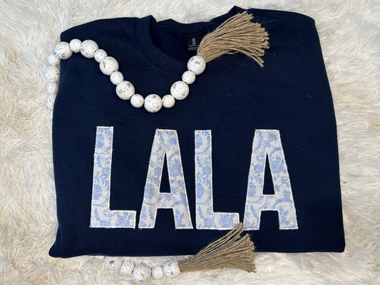 BLUE APPLIQUÉ CREW